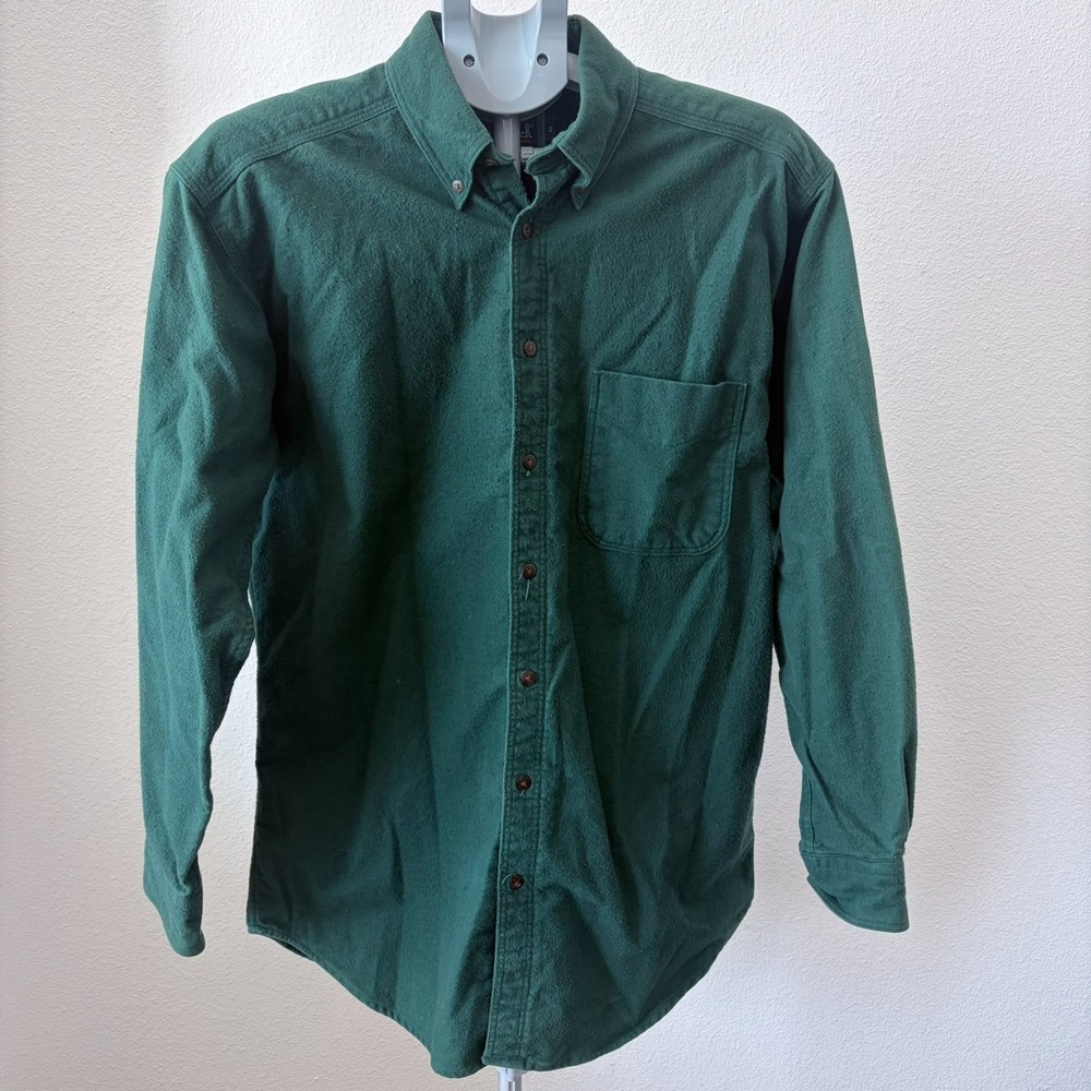 Vtg Woolrich Dartmout Shirt Mens Large Green Long Sleeve Button Down USA MADE